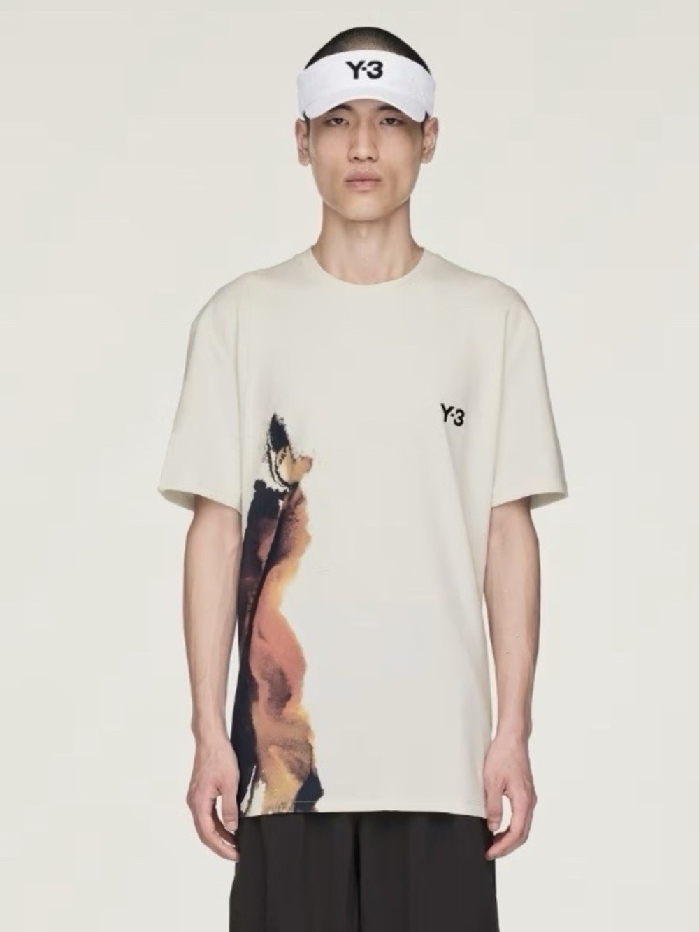 Adidas Y-3 Men's Small Tennis Pro Free Lift Orbit Grey Graphic Tee KE9332 * Flaw